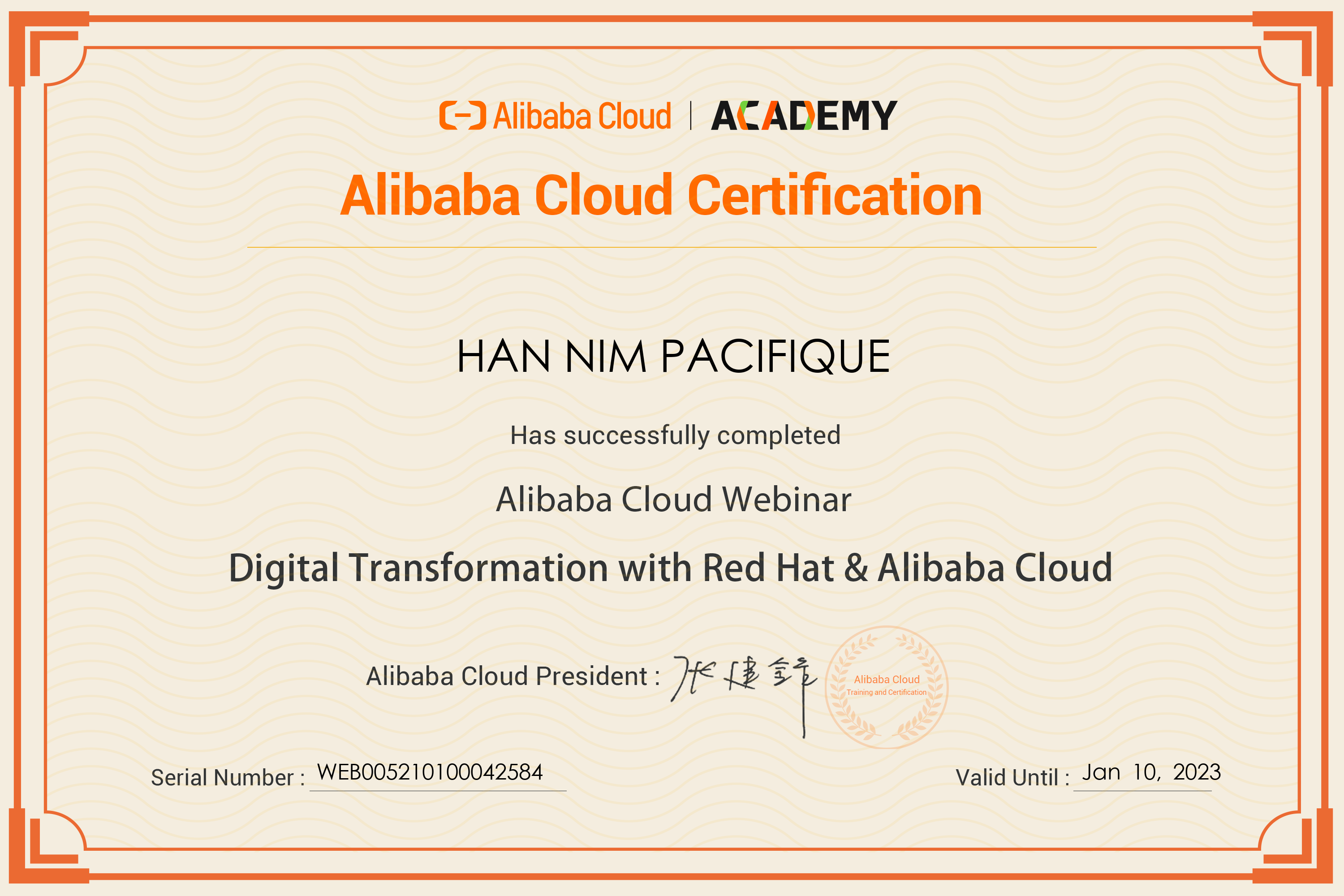 Certificate of Attendance